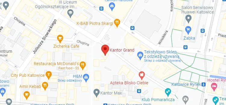 Lokalizacja kantoru Grand w Katowicach